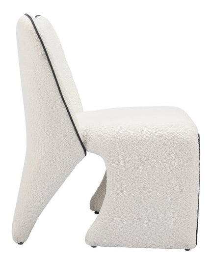29" Ivory Faux Shearling And Upholstered Side Chair
