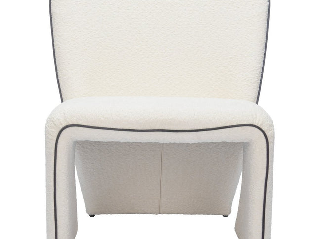 29" Ivory Faux Shearling And Upholstered Side Chair