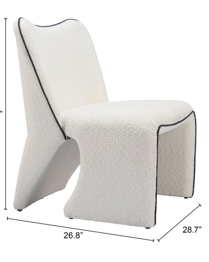 29" Ivory Faux Shearling And Upholstered Side Chair