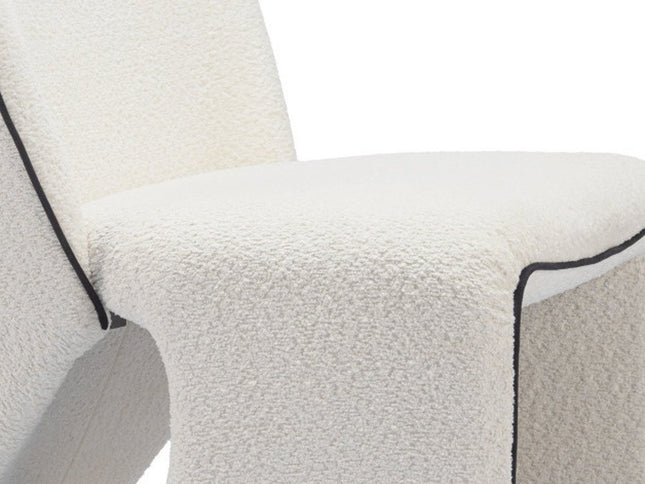 29" Ivory Faux Shearling And Upholstered Side Chair