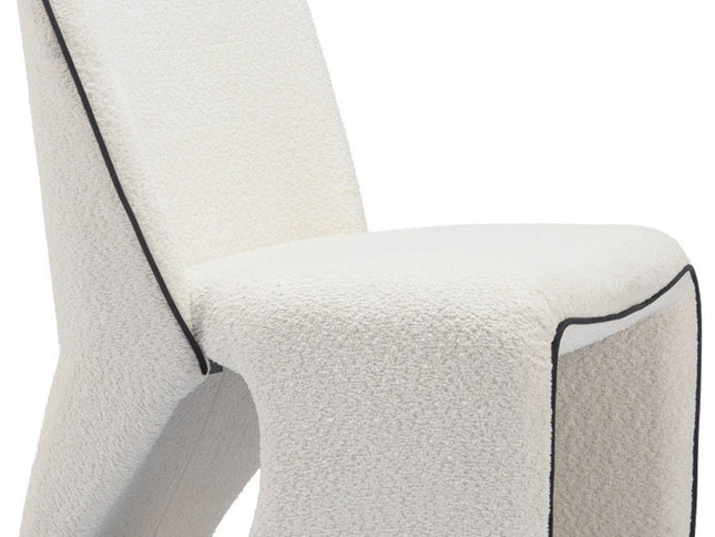 29" Ivory Faux Shearling And Upholstered Side Chair