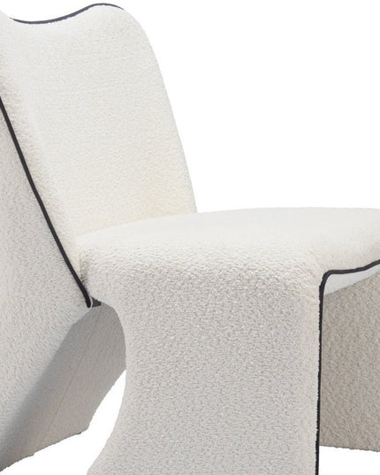 29" Ivory Faux Shearling And Upholstered Side Chair