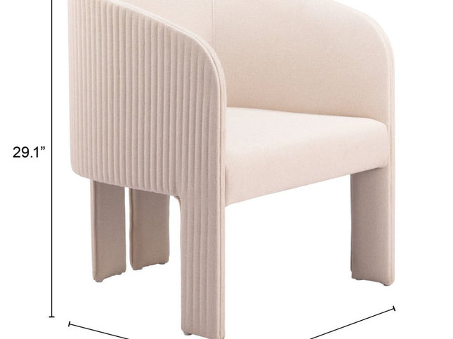 25" Beige Upholstered Arm Chair