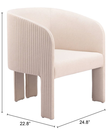 25" Beige Upholstered Arm Chair