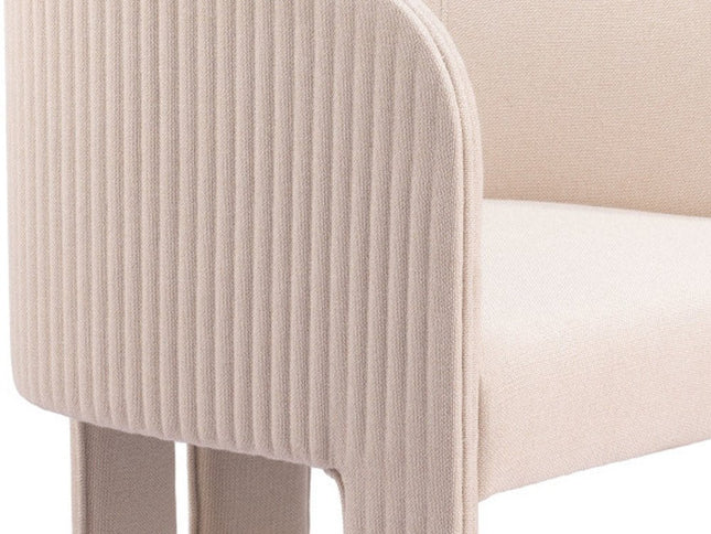 25" Beige Upholstered Arm Chair