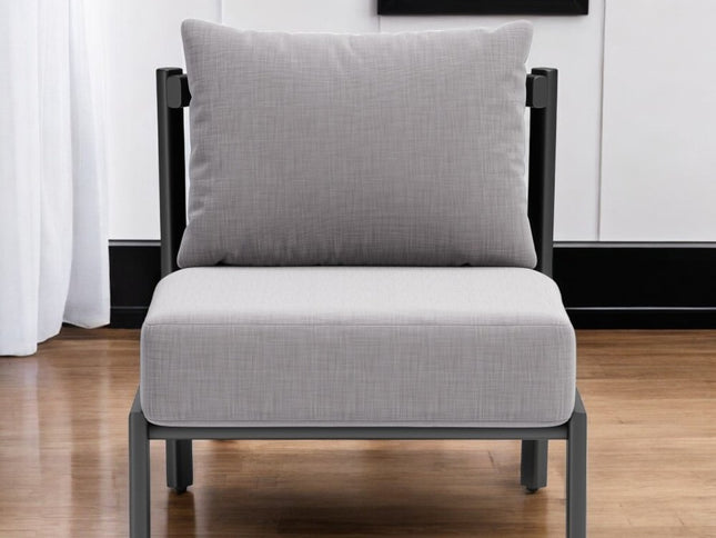 28" Gray And Black Fabric Side Chair