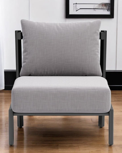 28" Gray And Black Fabric Side Chair