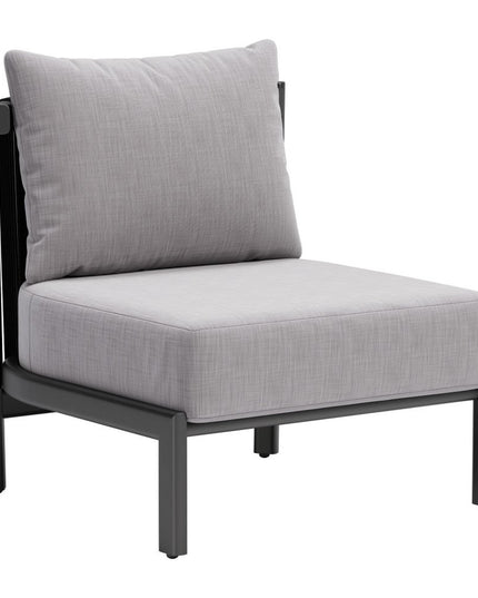 28" Gray And Black Fabric Side Chair