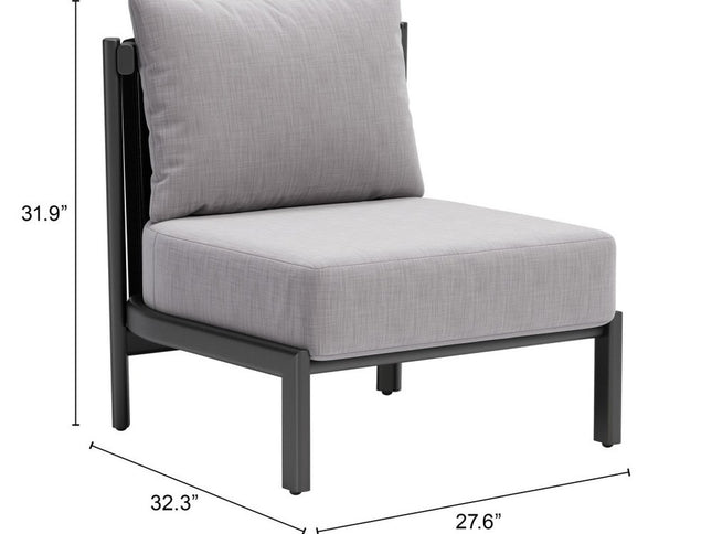 28" Gray And Black Fabric Side Chair