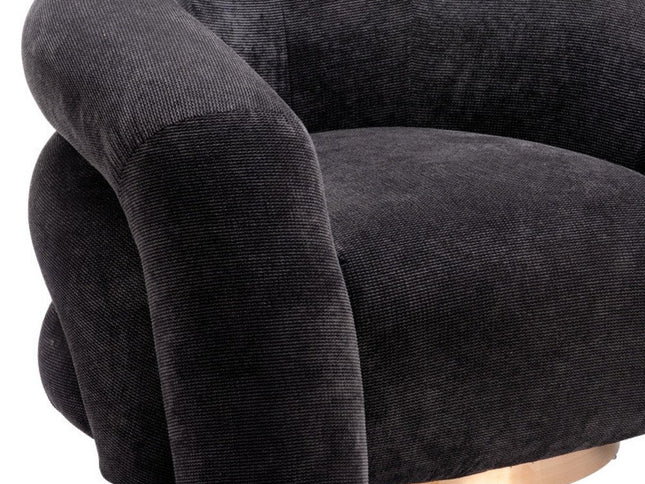 37" Black And Gold Faux Shearling And Upholstered Arm Chair