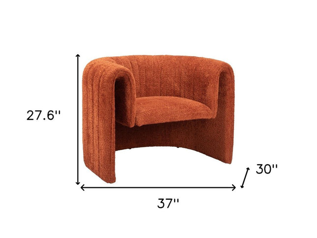37" Burnt Orange Sherpa And Upholstered Tufted Arm Chair