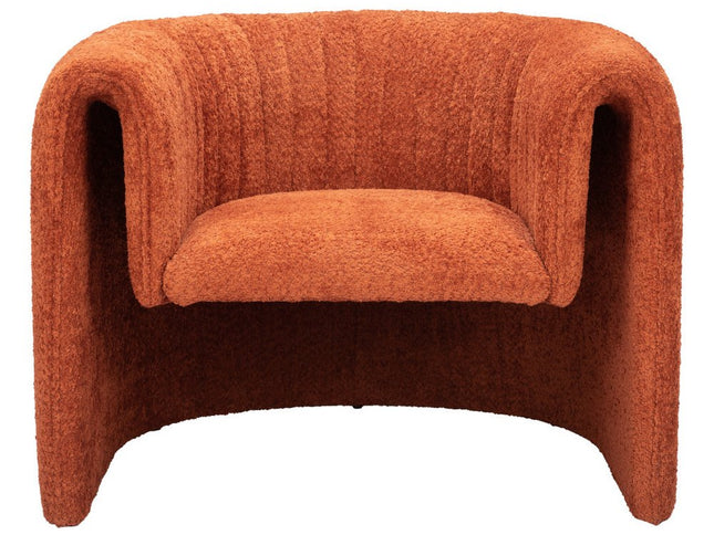 37" Burnt Orange Sherpa And Upholstered Tufted Arm Chair