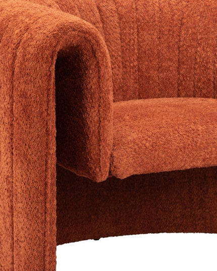 37" Burnt Orange Sherpa And Upholstered Tufted Arm Chair