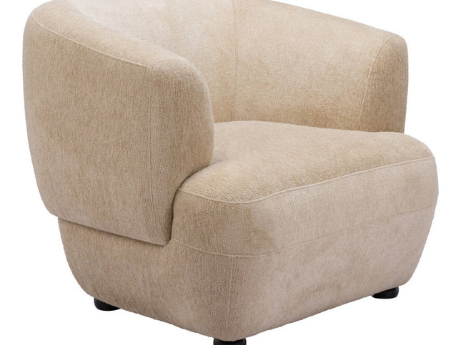 39" Beige And Black Faux Shearling And Upholstered Arm Chair