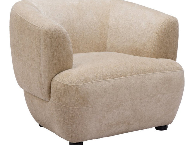 39" Beige And Black Faux Shearling And Upholstered Arm Chair