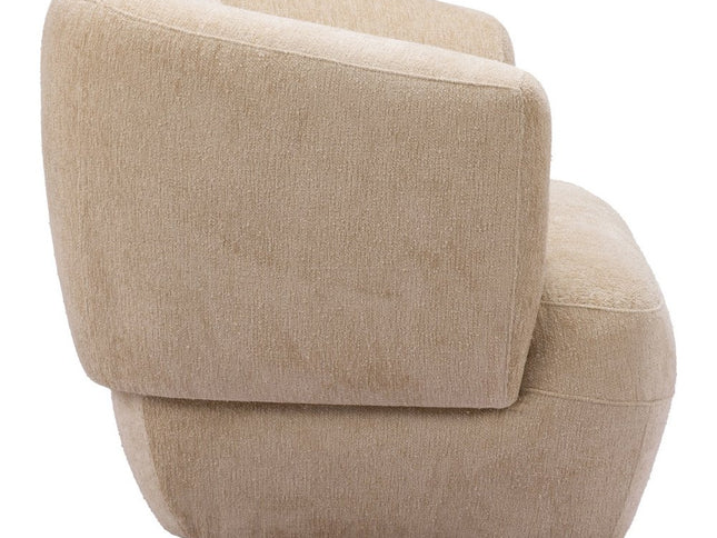 39" Beige And Black Faux Shearling And Upholstered Arm Chair
