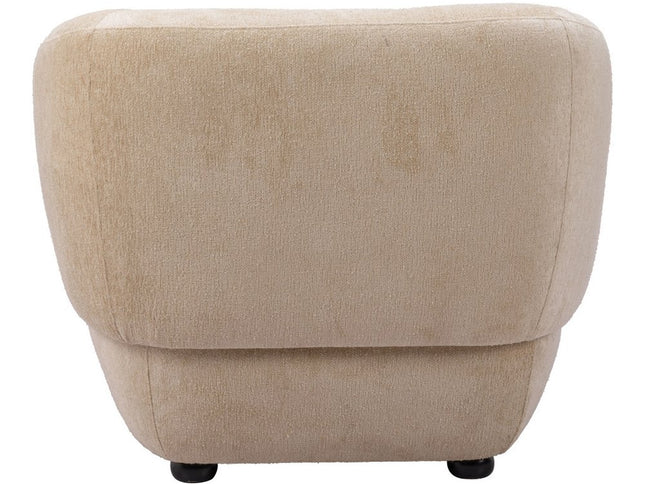 39" Beige And Black Faux Shearling And Upholstered Arm Chair