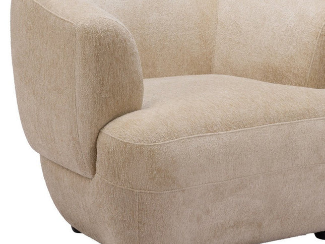 39" Beige And Black Faux Shearling And Upholstered Arm Chair