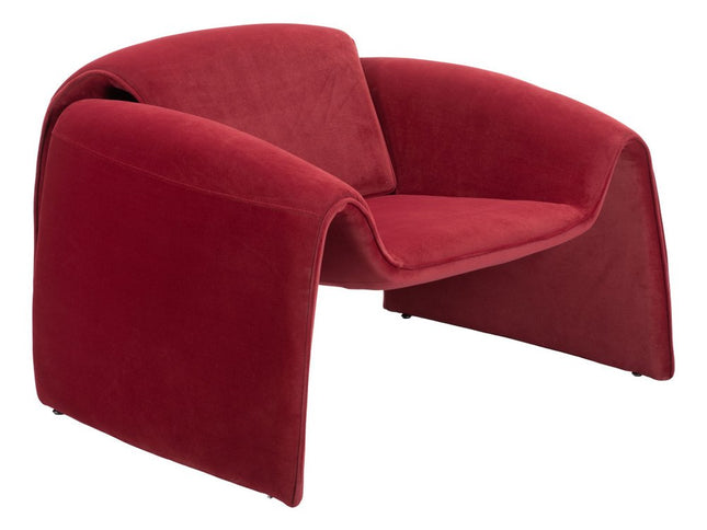 40" Red Velvet Contemporary Arm Chair