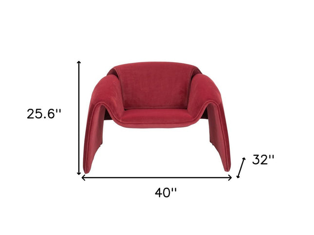 40" Red Velvet Contemporary Arm Chair