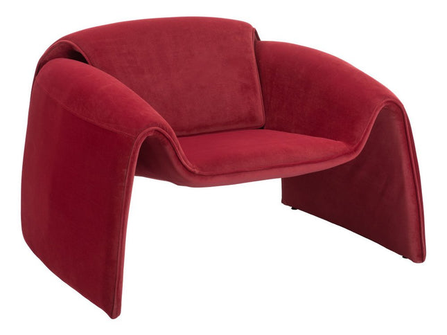 40" Red Velvet Contemporary Arm Chair