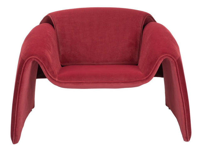 40" Red Velvet Contemporary Arm Chair