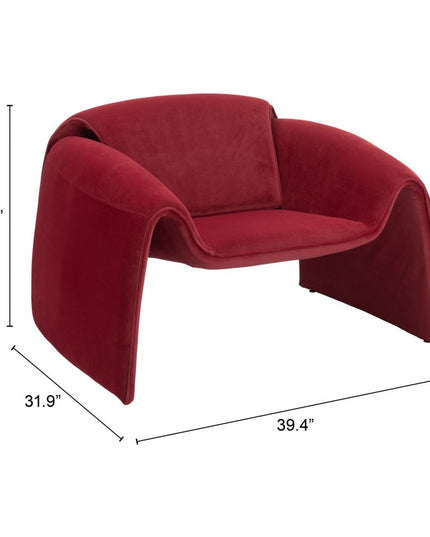 40" Red Velvet Contemporary Arm Chair