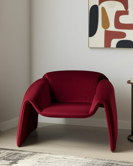 40" Red Velvet Contemporary Arm Chair