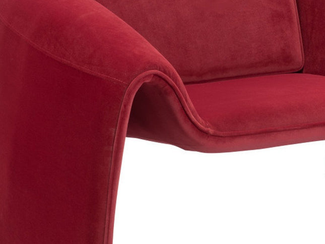 40" Red Velvet Contemporary Arm Chair