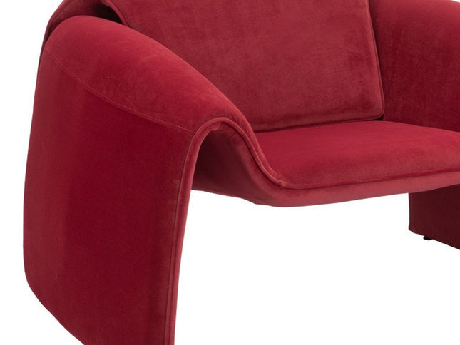 40" Red Velvet Contemporary Arm Chair