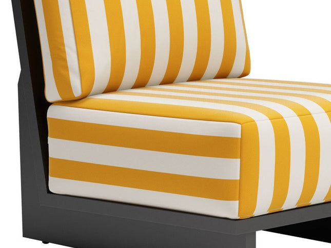 27" White And Yellow And Black Fabric Striped Side Chair