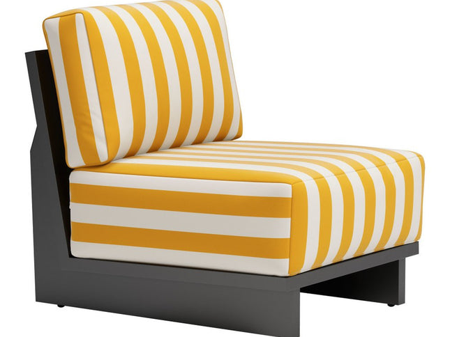 27" White And Yellow And Black Fabric Striped Side Chair