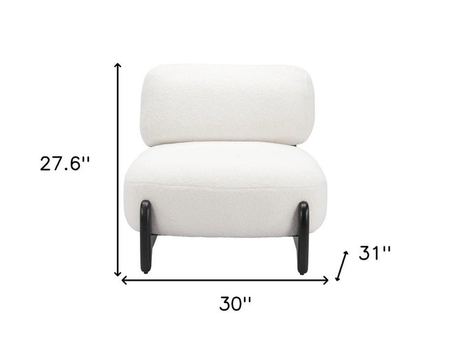 30" White And Black Sherpa And Upholstered Side Chair
