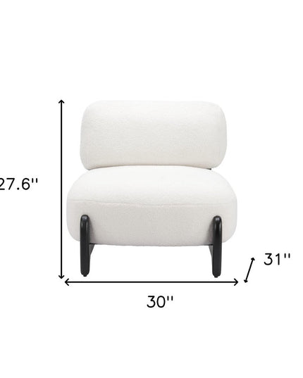 30" White And Black Sherpa And Upholstered Side Chair