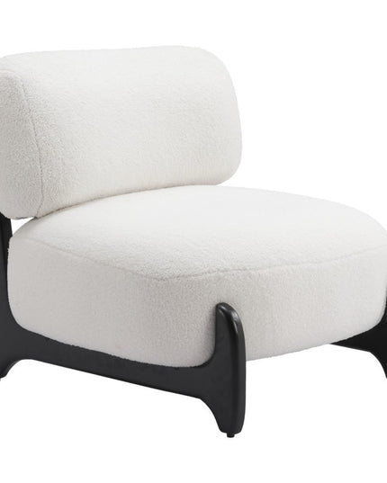 30" White And Black Sherpa And Upholstered Side Chair