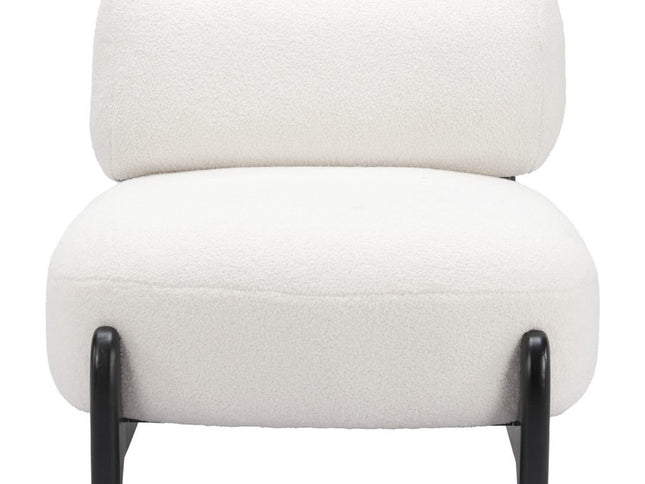 30" White And Black Sherpa And Upholstered Side Chair