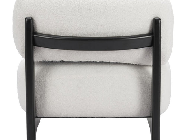 30" White And Black Sherpa And Upholstered Side Chair