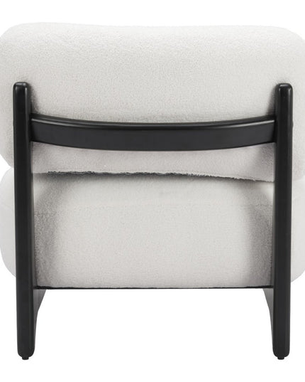 30" White And Black Sherpa And Upholstered Side Chair
