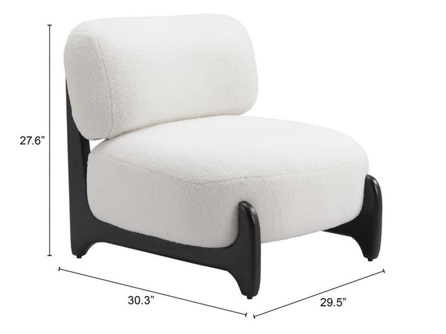 30" White And Black Sherpa And Upholstered Side Chair
