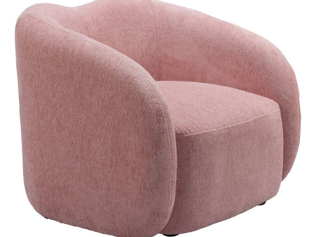 36" Pink And Black Faux Shearling And Upholstered Arm Chair