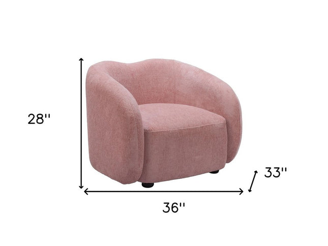 36" Pink And Black Faux Shearling And Upholstered Arm Chair