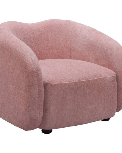 36" Pink And Black Faux Shearling And Upholstered Arm Chair