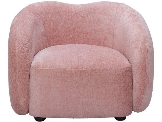 36" Pink And Black Faux Shearling And Upholstered Arm Chair