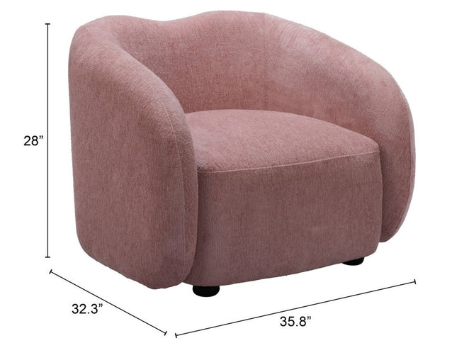 36" Pink And Black Faux Shearling And Upholstered Arm Chair