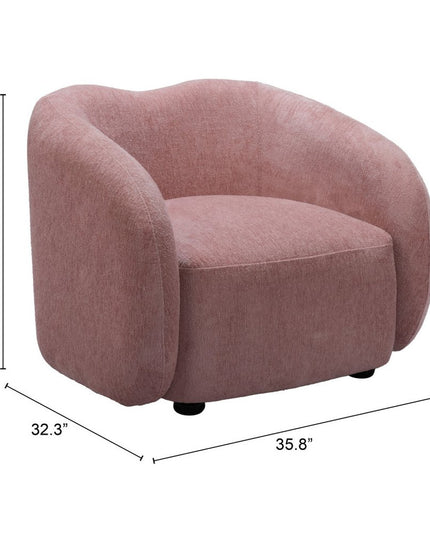36" Pink And Black Faux Shearling And Upholstered Arm Chair