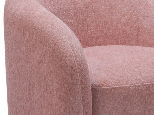 36" Pink And Black Faux Shearling And Upholstered Arm Chair