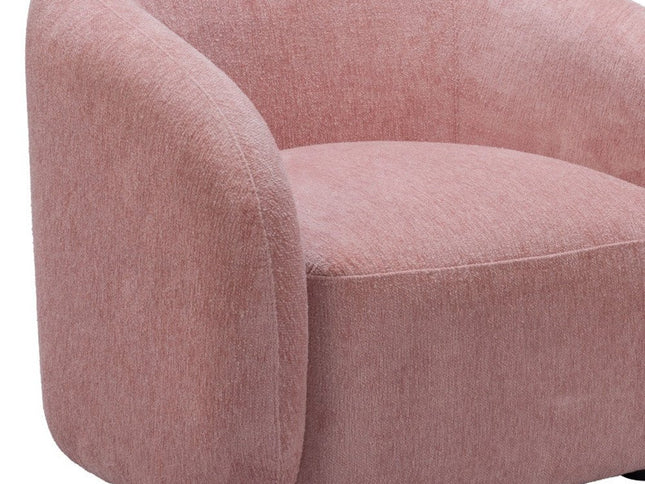 36" Pink And Black Faux Shearling And Upholstered Arm Chair