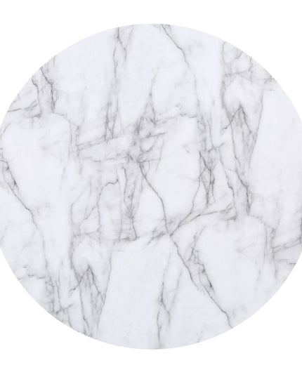 Five Piece White and Black Round Faux Marble Dining Set with Four Chairs