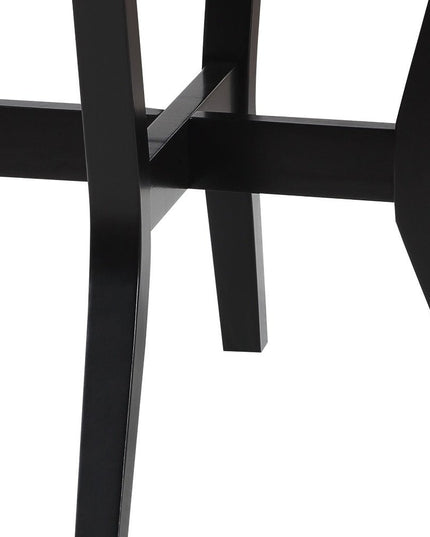 Five Piece White and Black Round Faux Marble Dining Set with Four Chairs