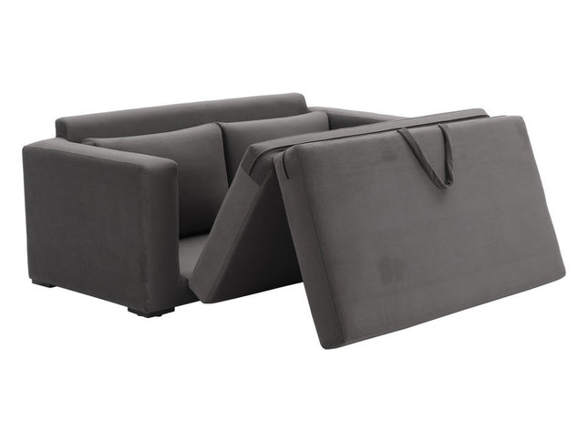 63" Gray Upholstered Wood Sofa